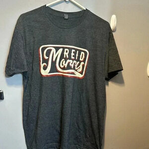 reid morris t-shirt adult size large gray short sleeve cotton/polyester